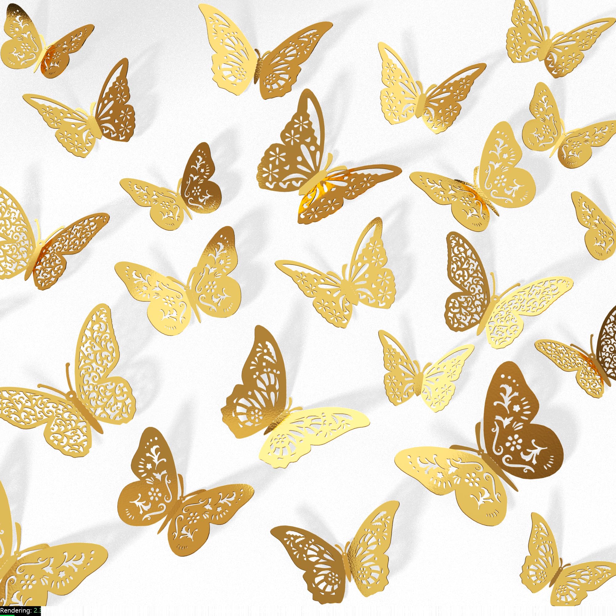 Amazon.com: Crosize 48 Pcs Gold 3D Butterfly Decorations, 4 Styles